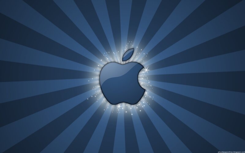 Apple logo with blue rays