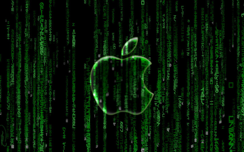 Apple logo with code background