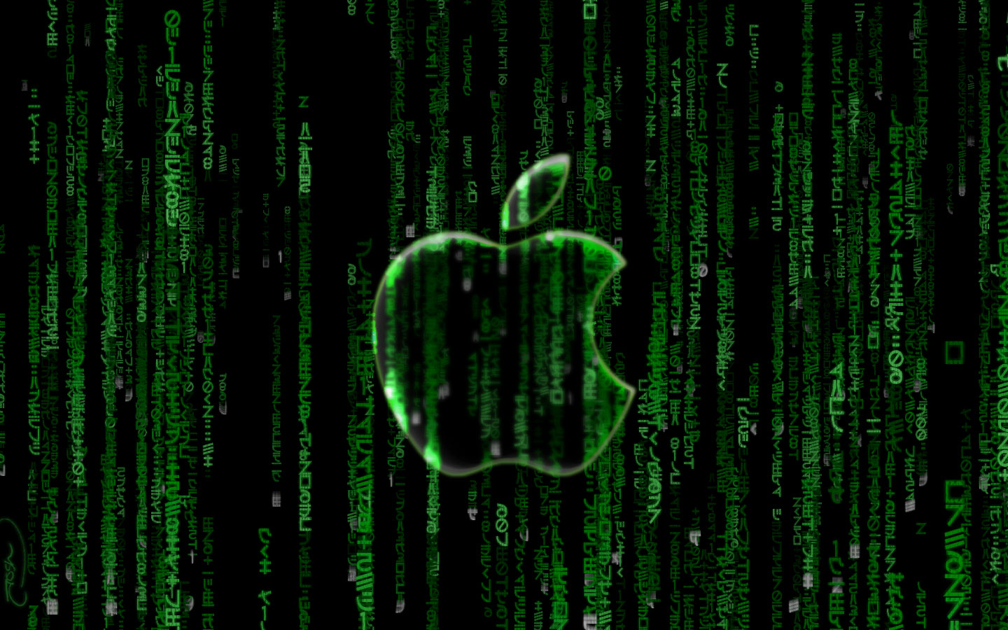 Apple logo with code background