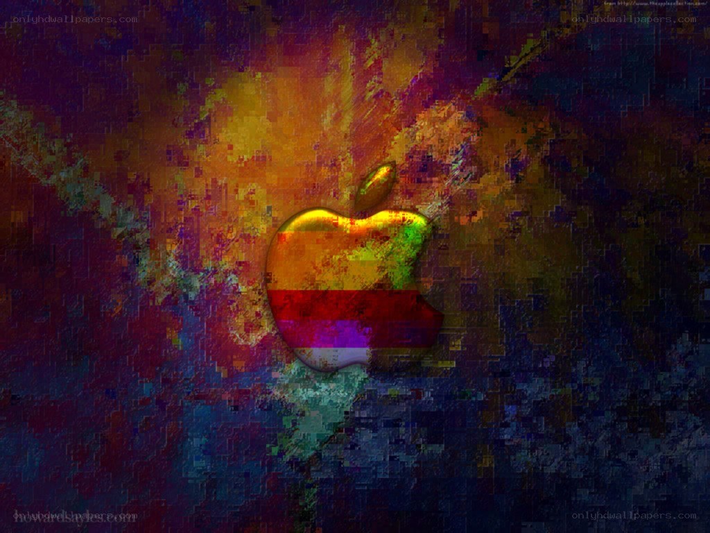 Apple logo with colorful background