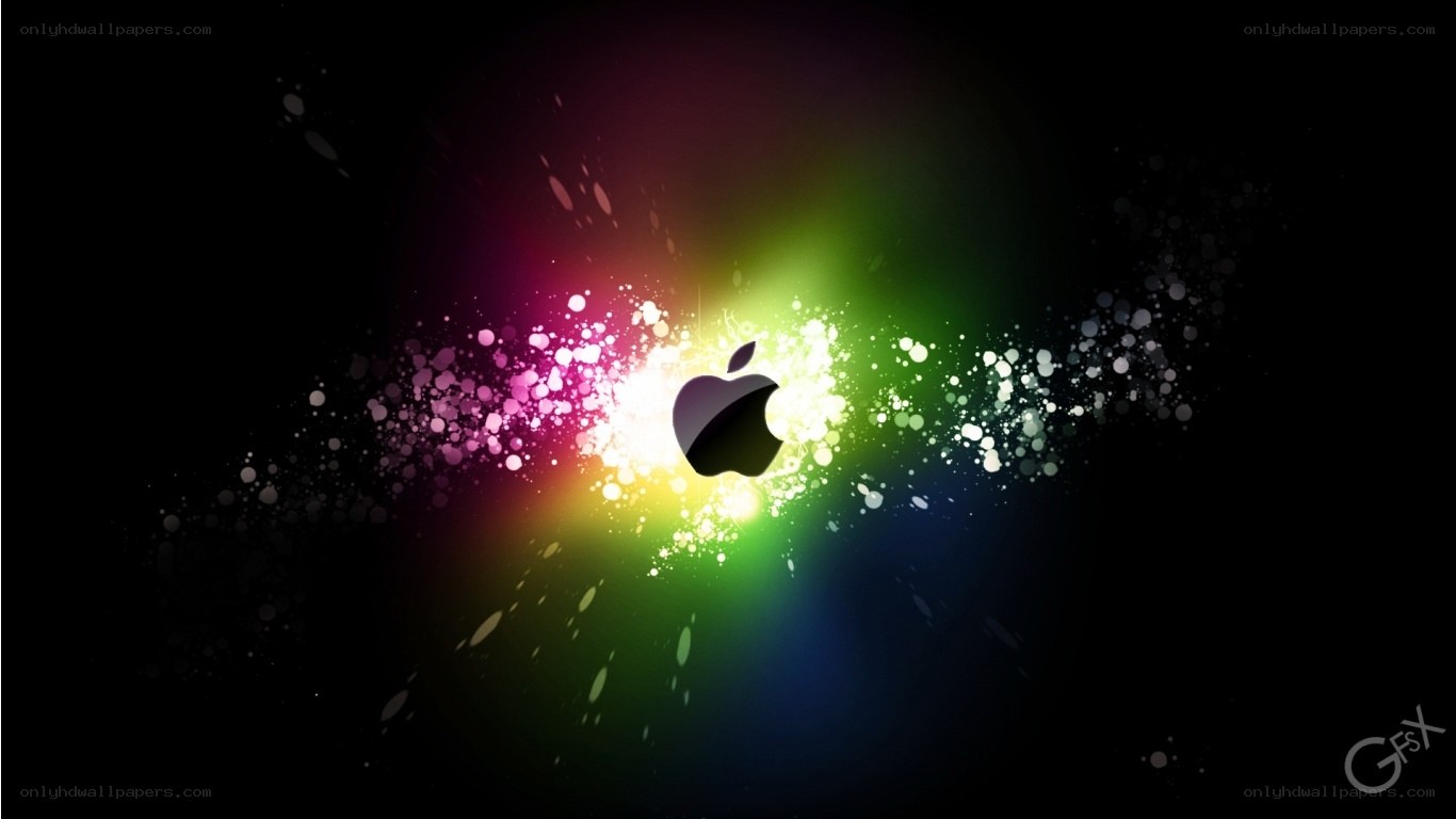 Apple logo with colorful burst