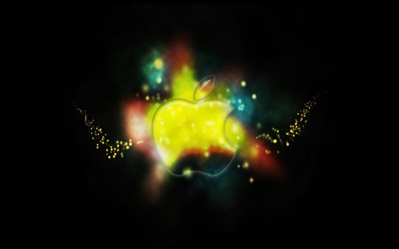 Apple logo with colorful glow