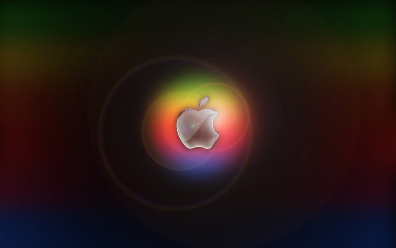 Apple logo with colorful glow