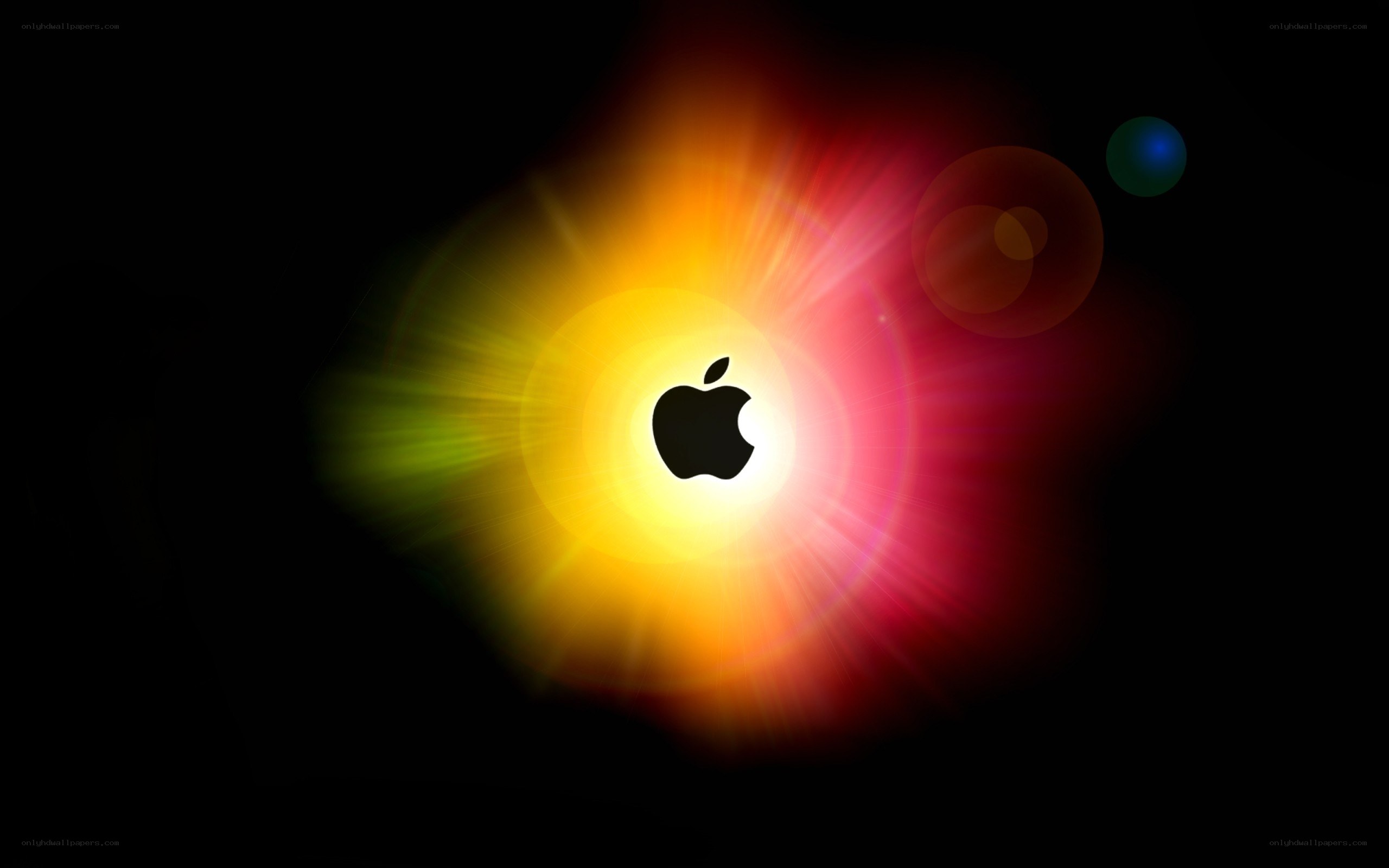 Apple logo with colorful light burst
