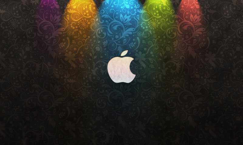 Apple logo with colorful lights