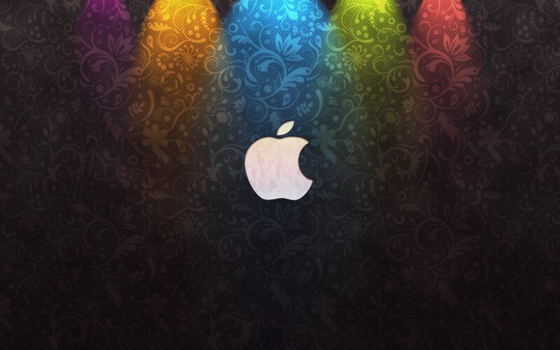 Apple logo with colorful lights