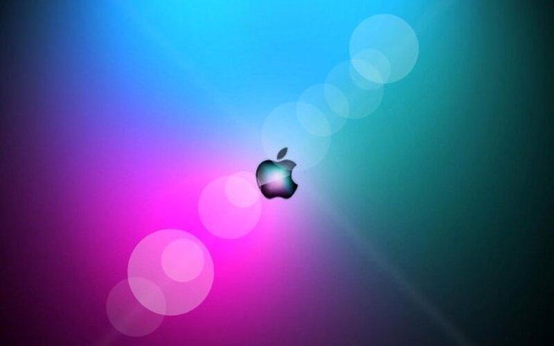 Apple logo with colorful lights