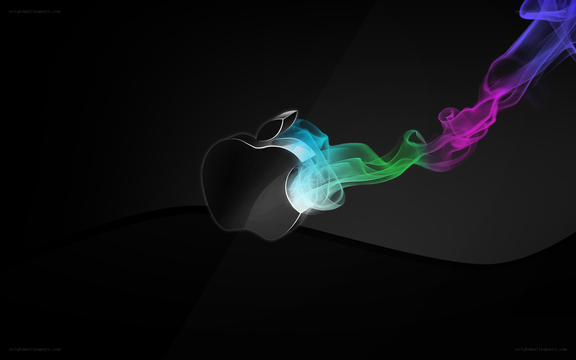 Apple logo with colorful smoke