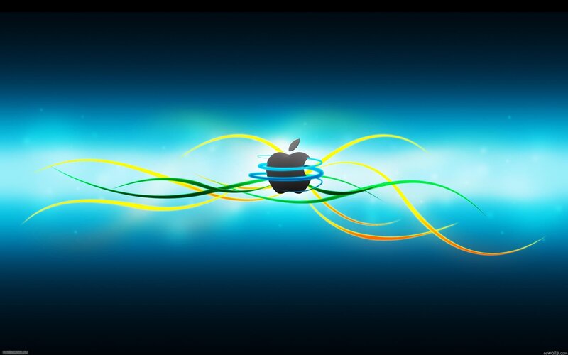Apple logo with colorful swirls