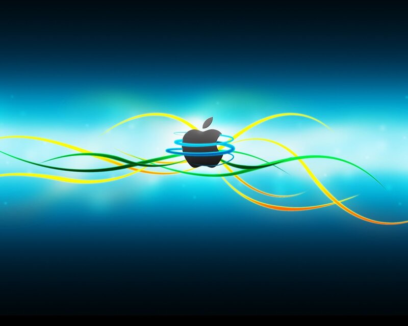 Apple logo with colorful swirls