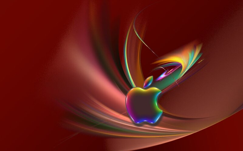 Apple logo with colorful swirls