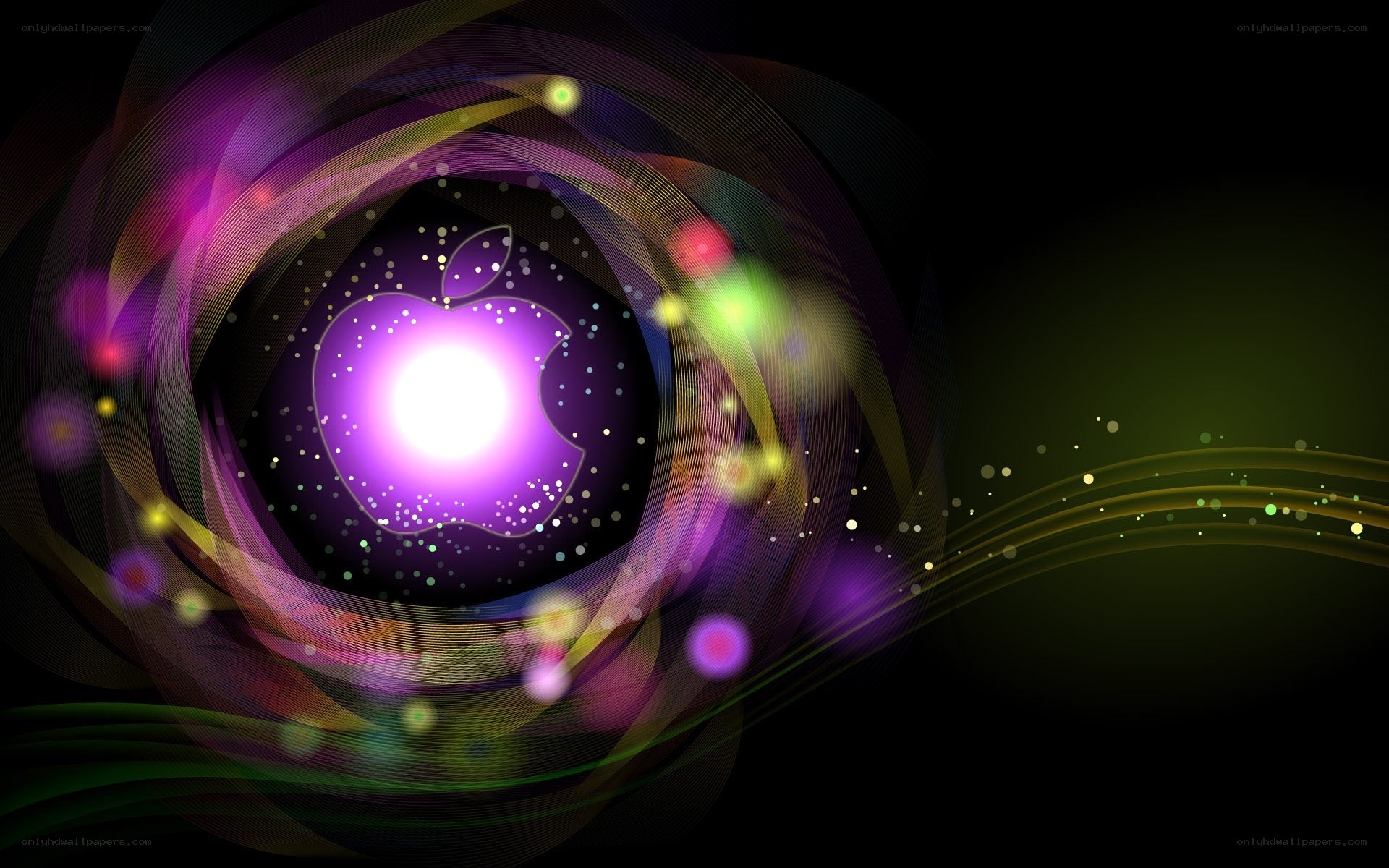 Apple logo with colorful swirls