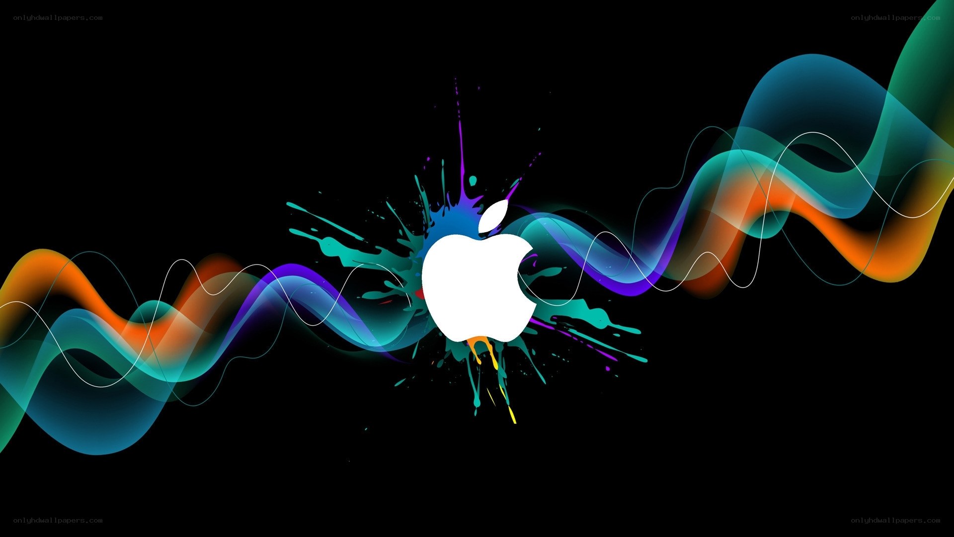 Apple logo with colorful waves