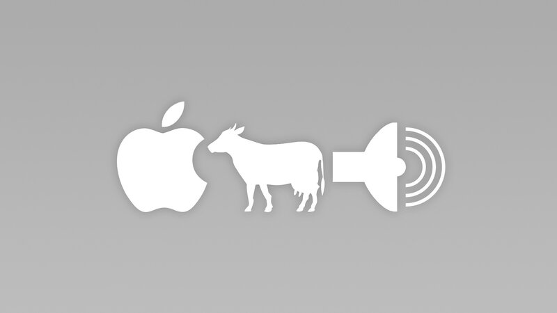 Apple Logo with Cow and Speaker