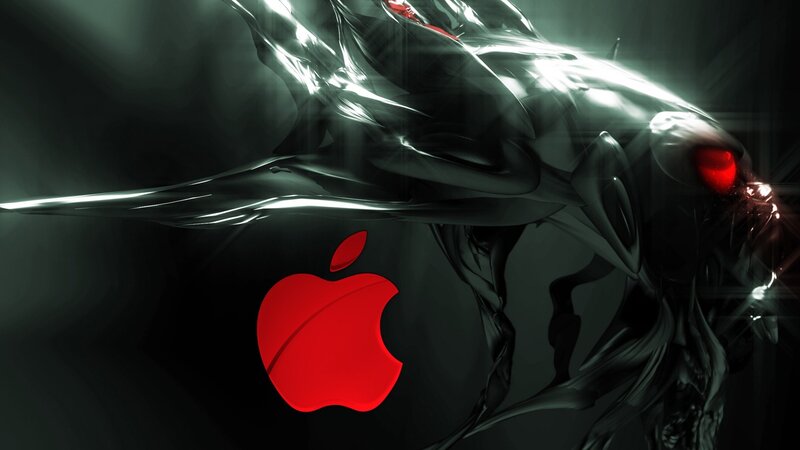 Apple logo with dark creature