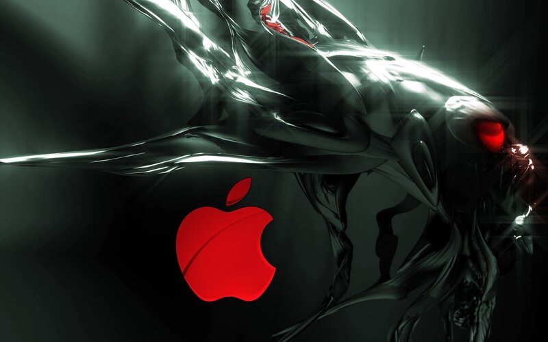 Apple logo with dark creature