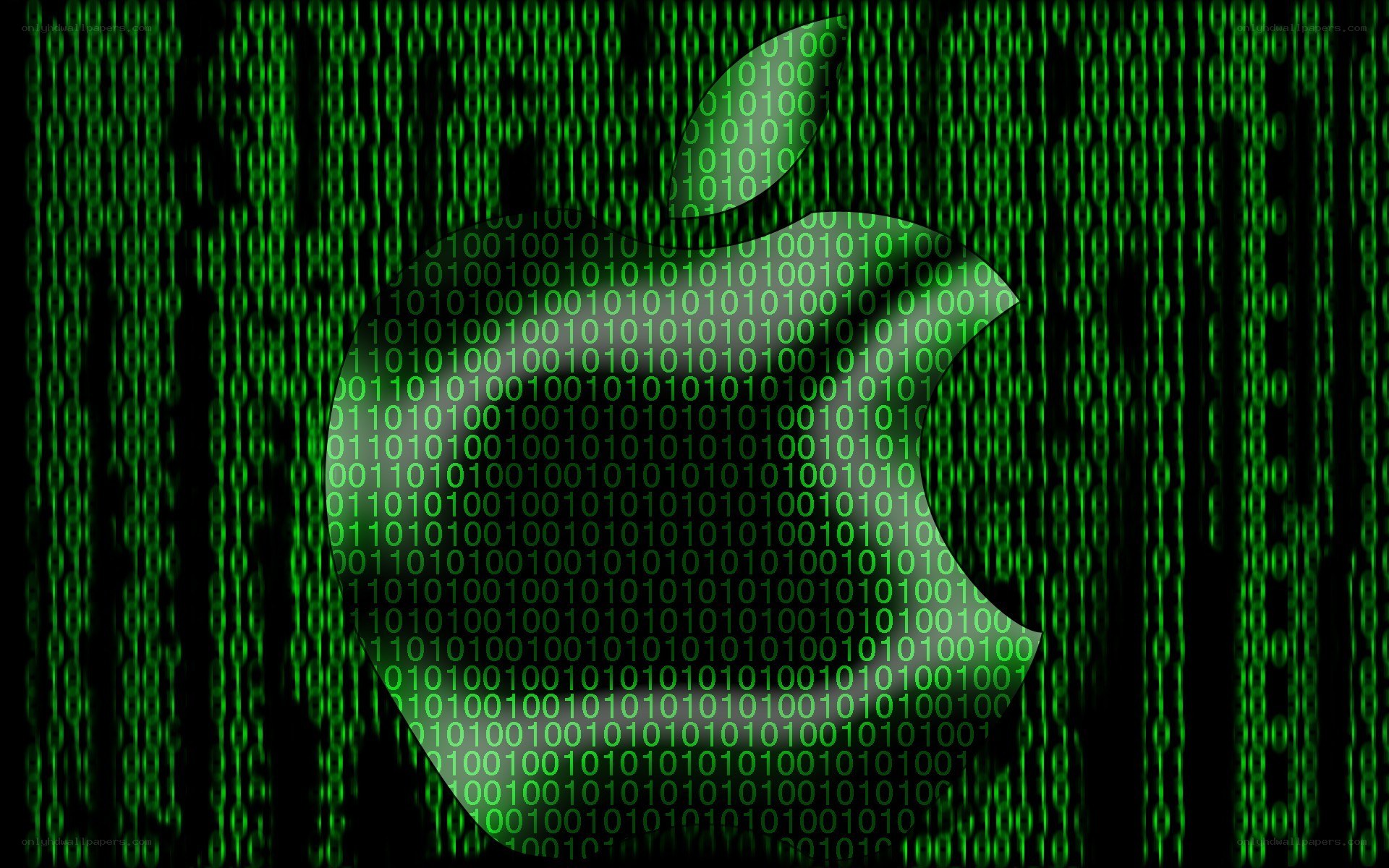 Apple logo with digital matrix