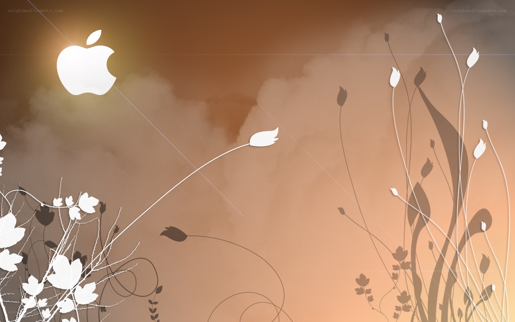 Apple logo with floral design
