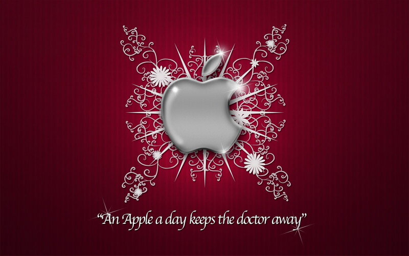 Apple Logo with Floral Design — Red