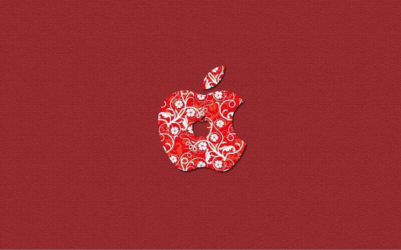 Apple logo with floral pattern