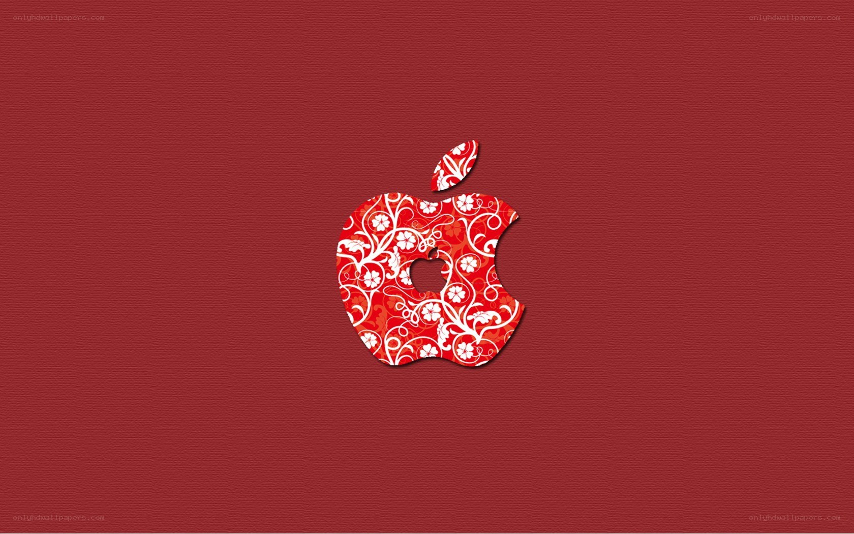 Apple logo with floral pattern