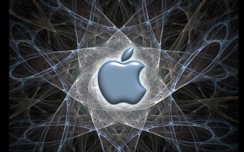 Apple logo with fractal background