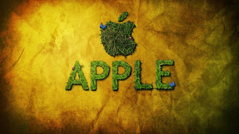 Apple logo with grass texture