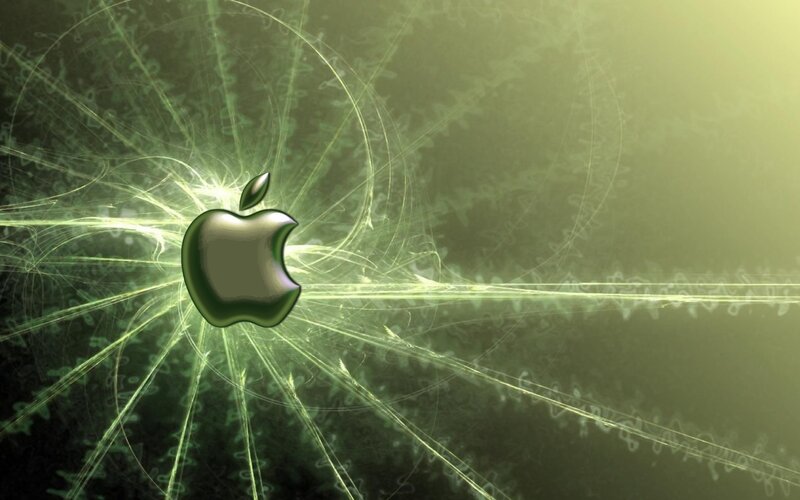 Apple logo with green energy effect