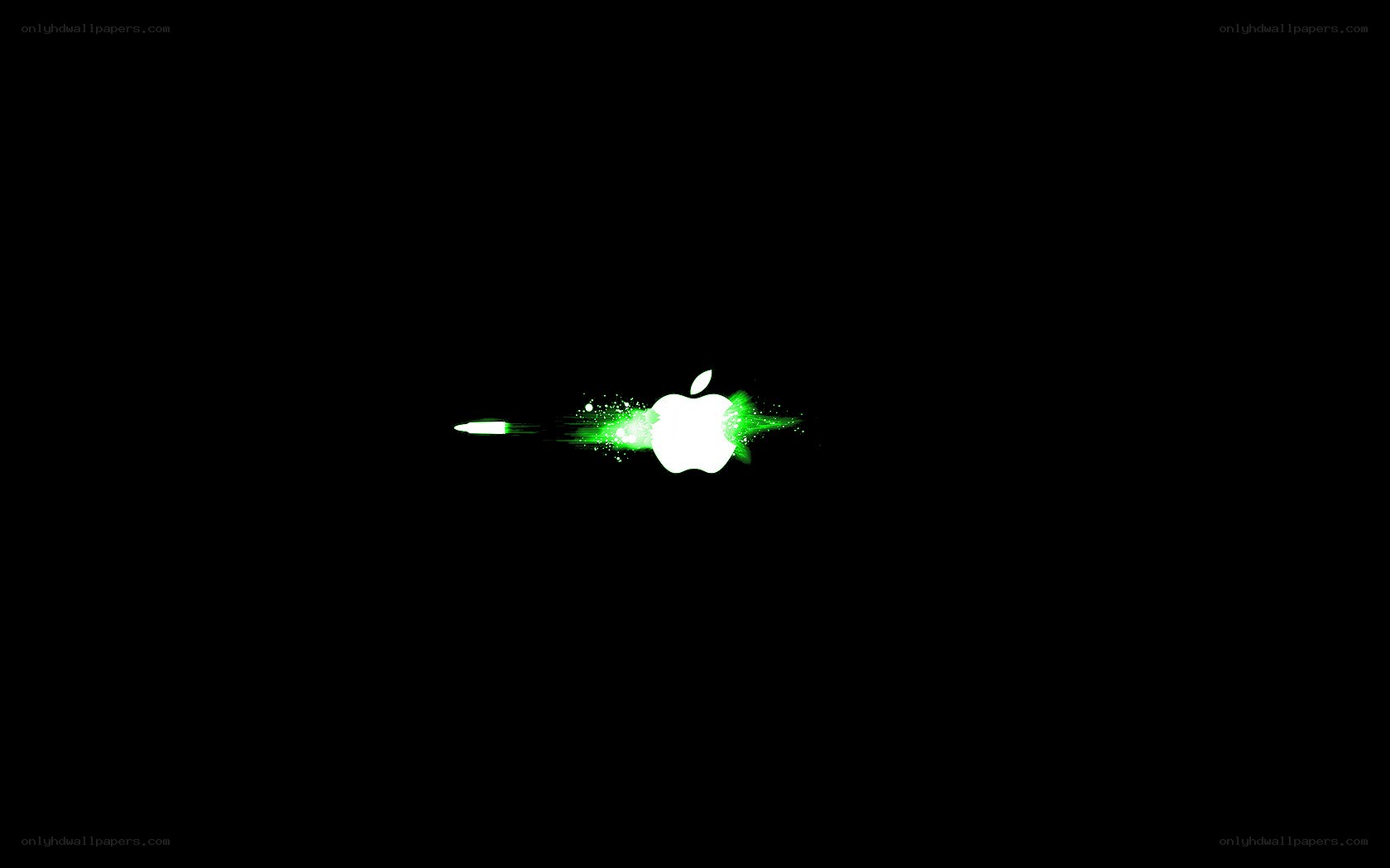 Apple logo with green glow