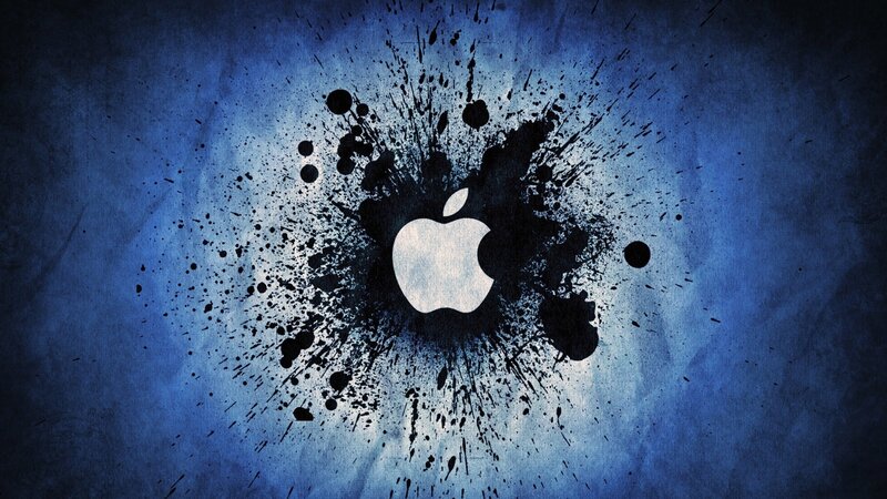 Apple logo with ink splatter