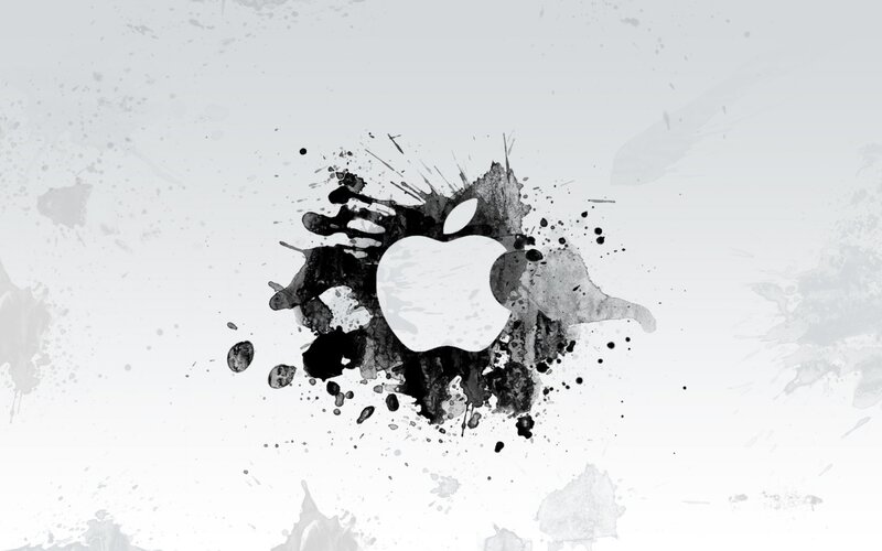 Apple logo with ink splatter