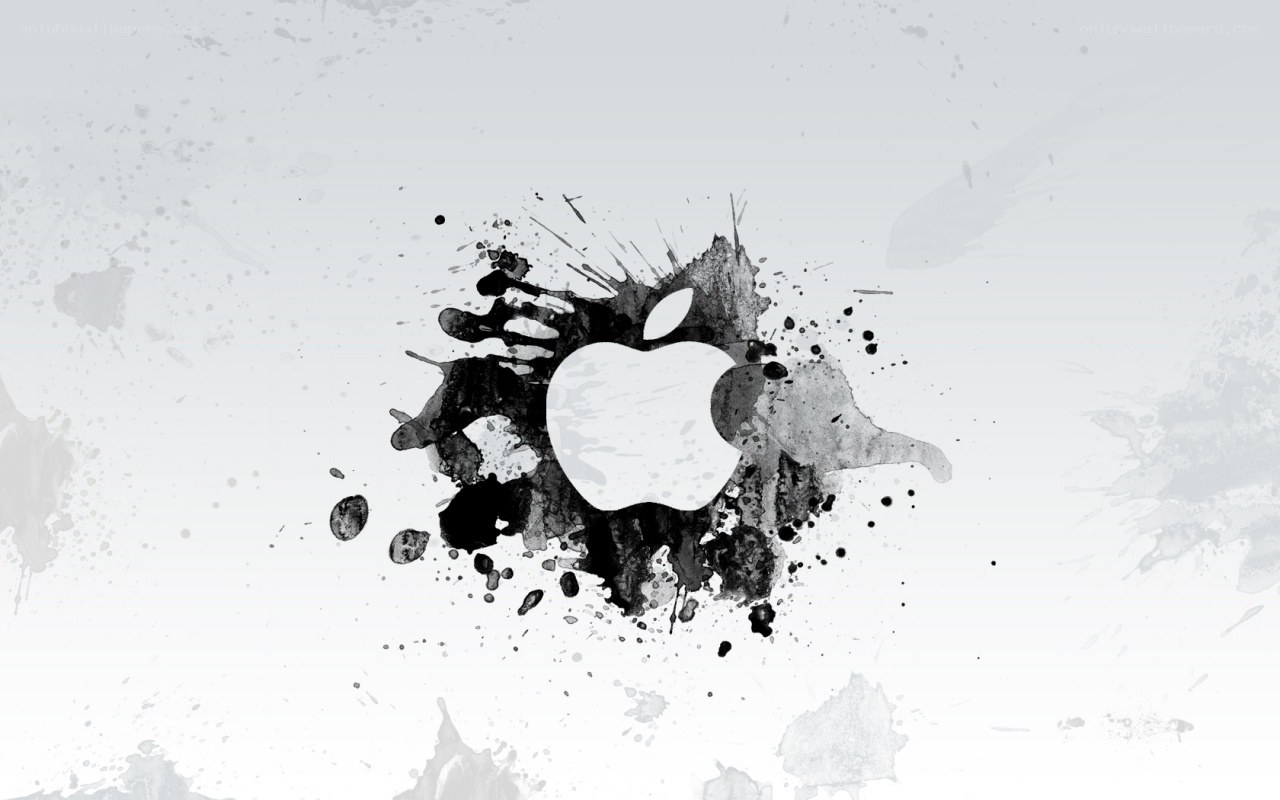 Apple logo with ink splatter