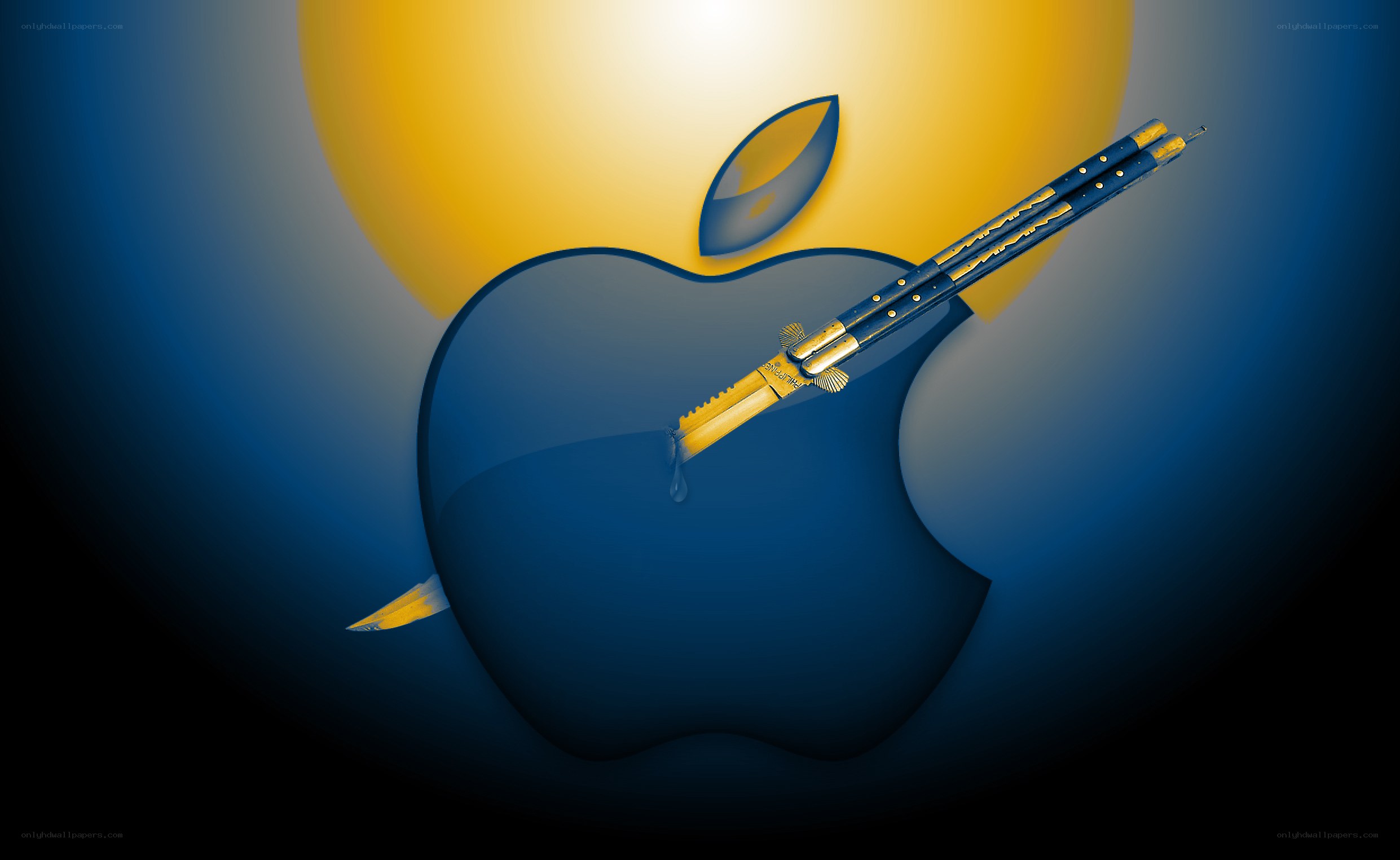 Apple logo with knife