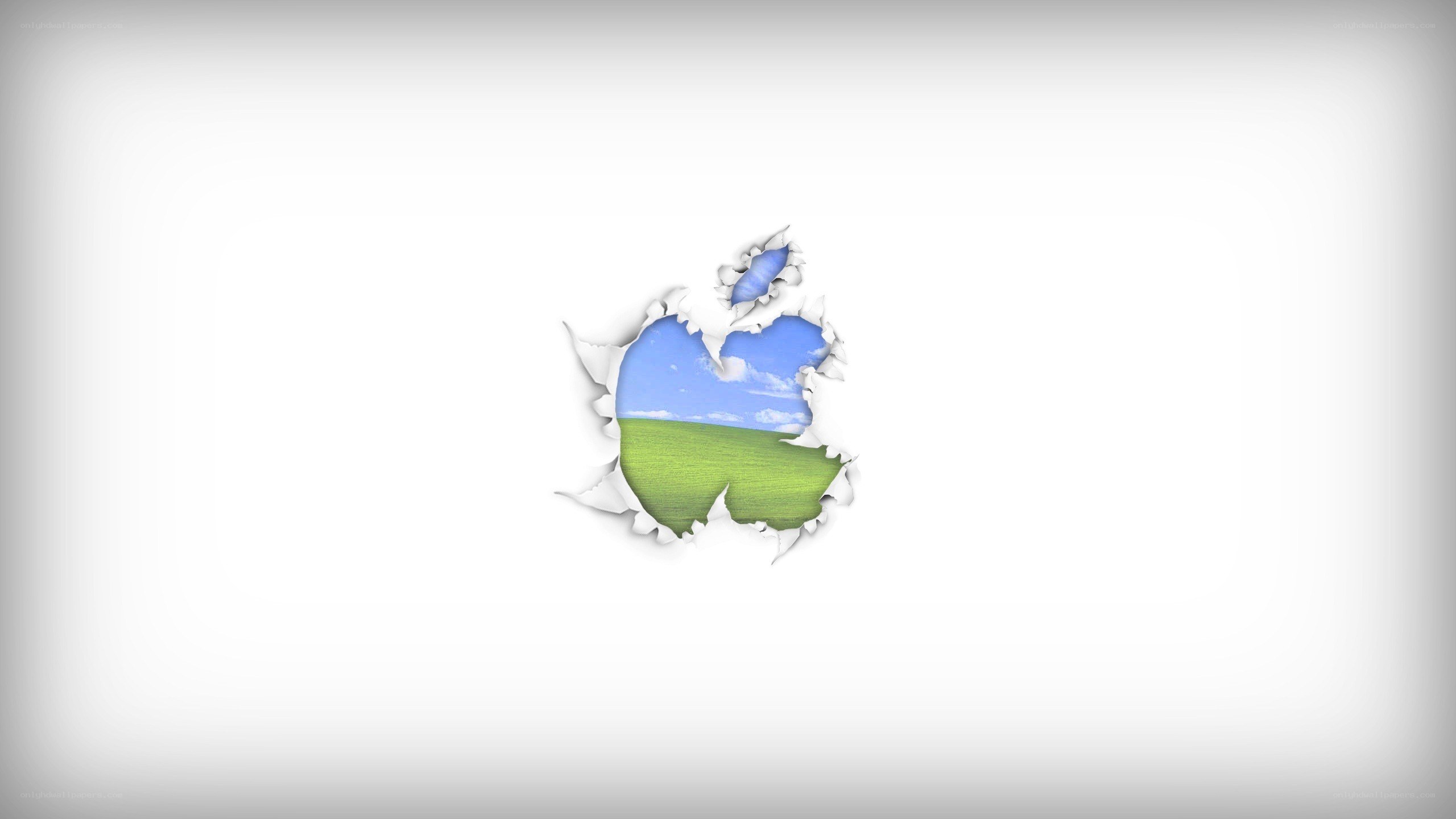 Apple logo with landscape view