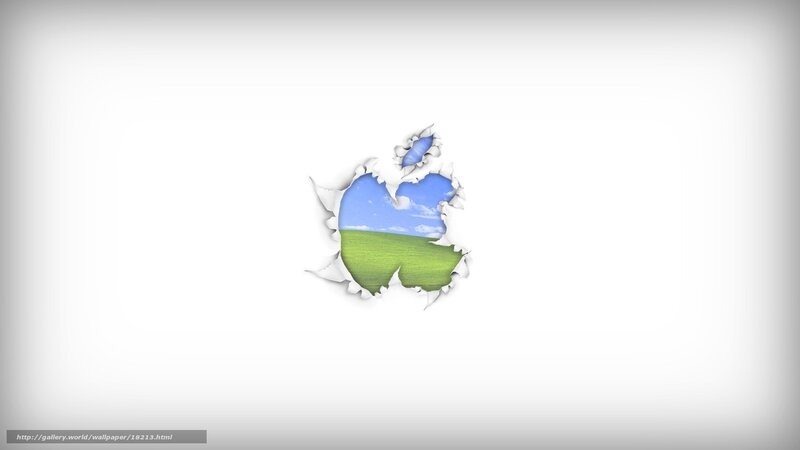 Apple logo with landscape view