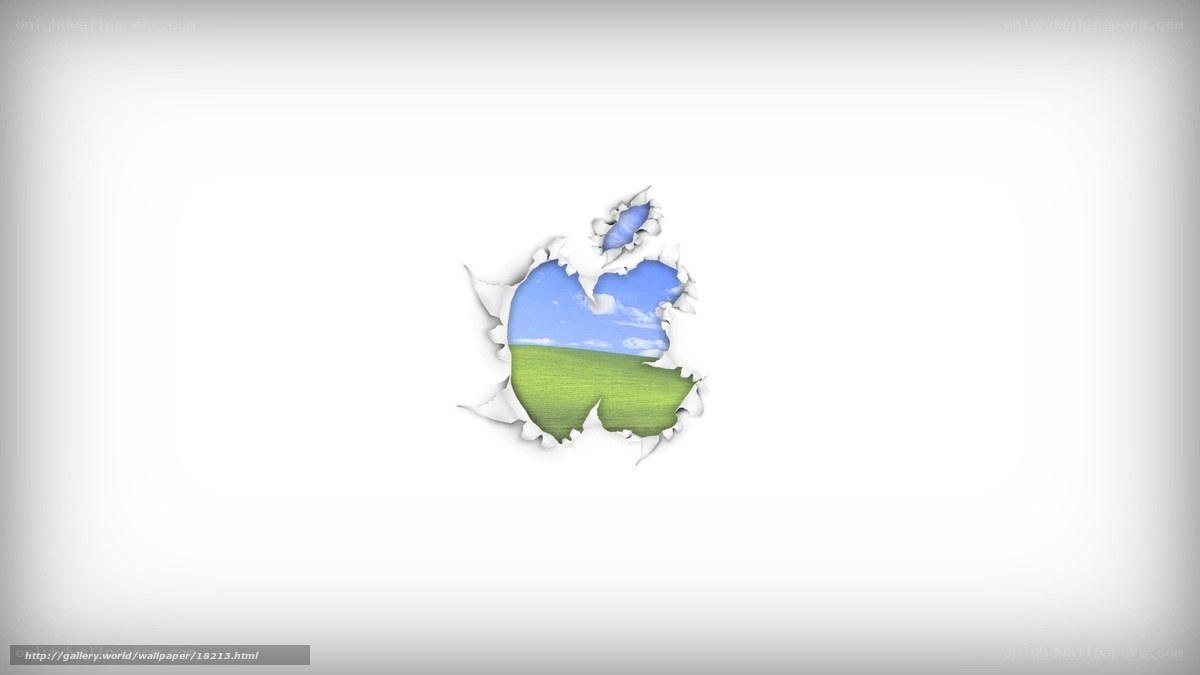Apple logo with landscape view