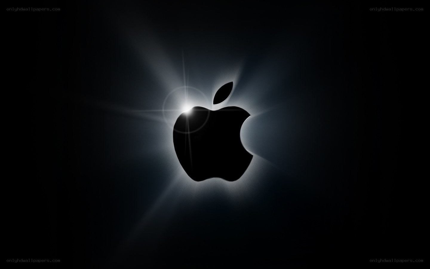 Apple logo with light burst