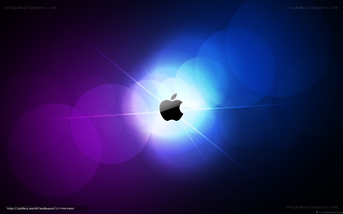 Apple logo with light burst