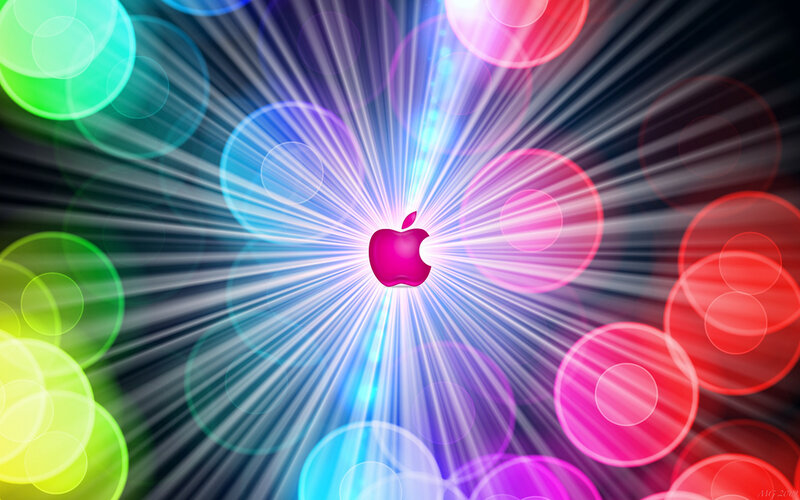 Apple Logo with Light Rays — Pink