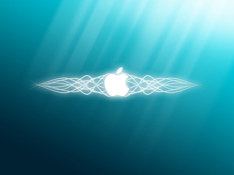 Apple logo with light rays