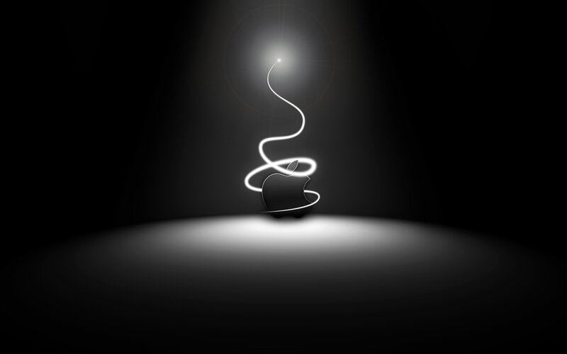 Apple logo with light trail