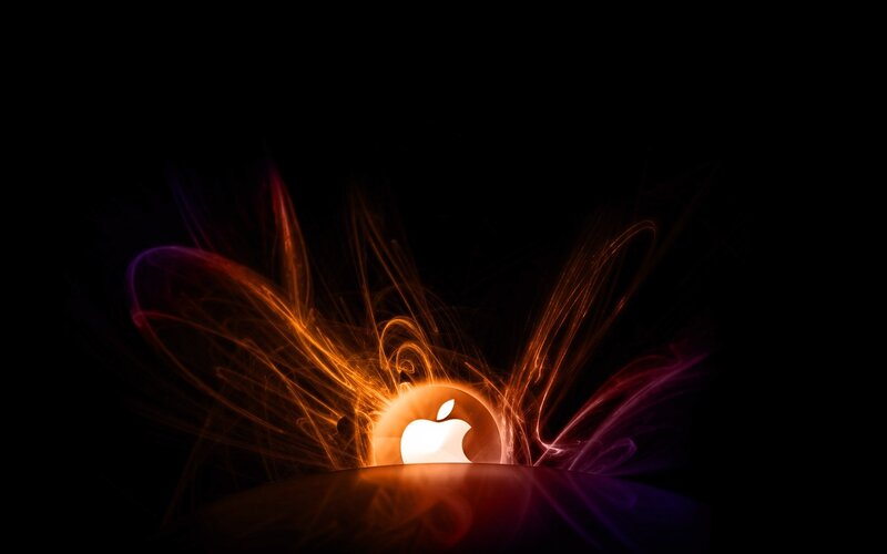 Apple logo with light trails