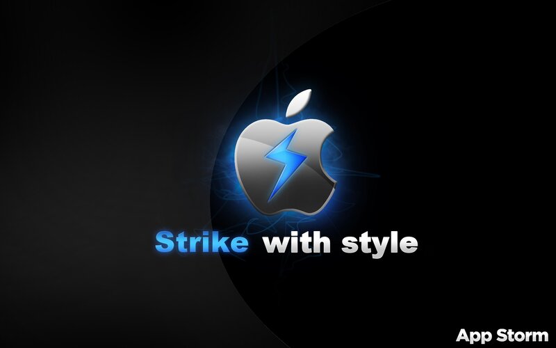 Apple Logo with Lightning Bolt — Black