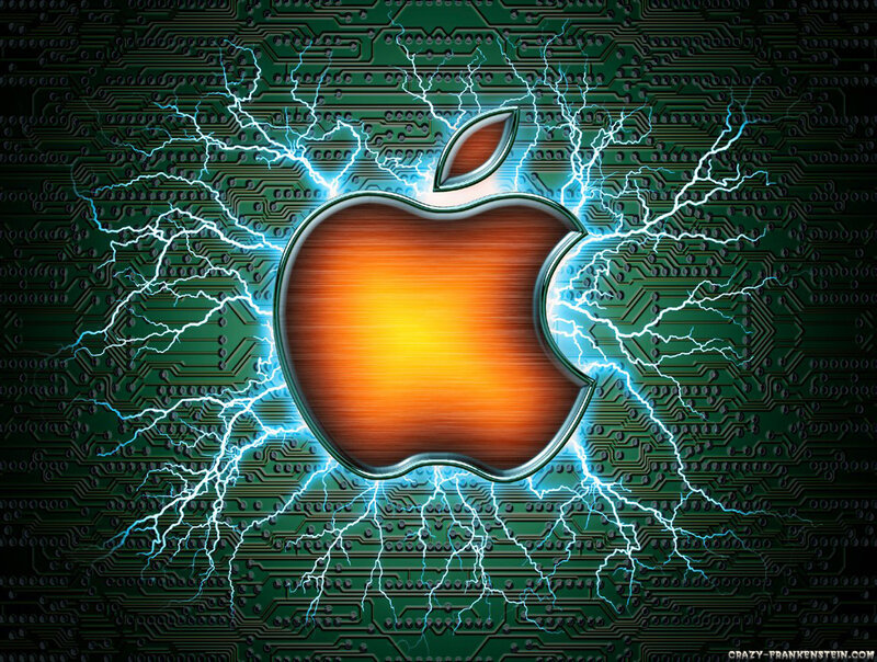 Apple logo with lightning bolts