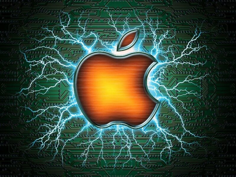 Apple Logo with Lightning — Green, Dramatic