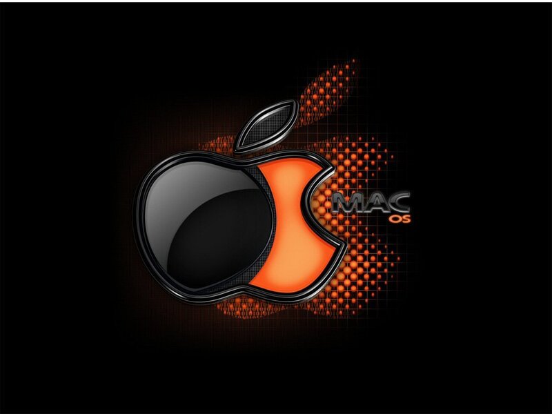 Apple Logo with Mac Os Text — Black, Dramatic, Digital Art, Digital Pattern