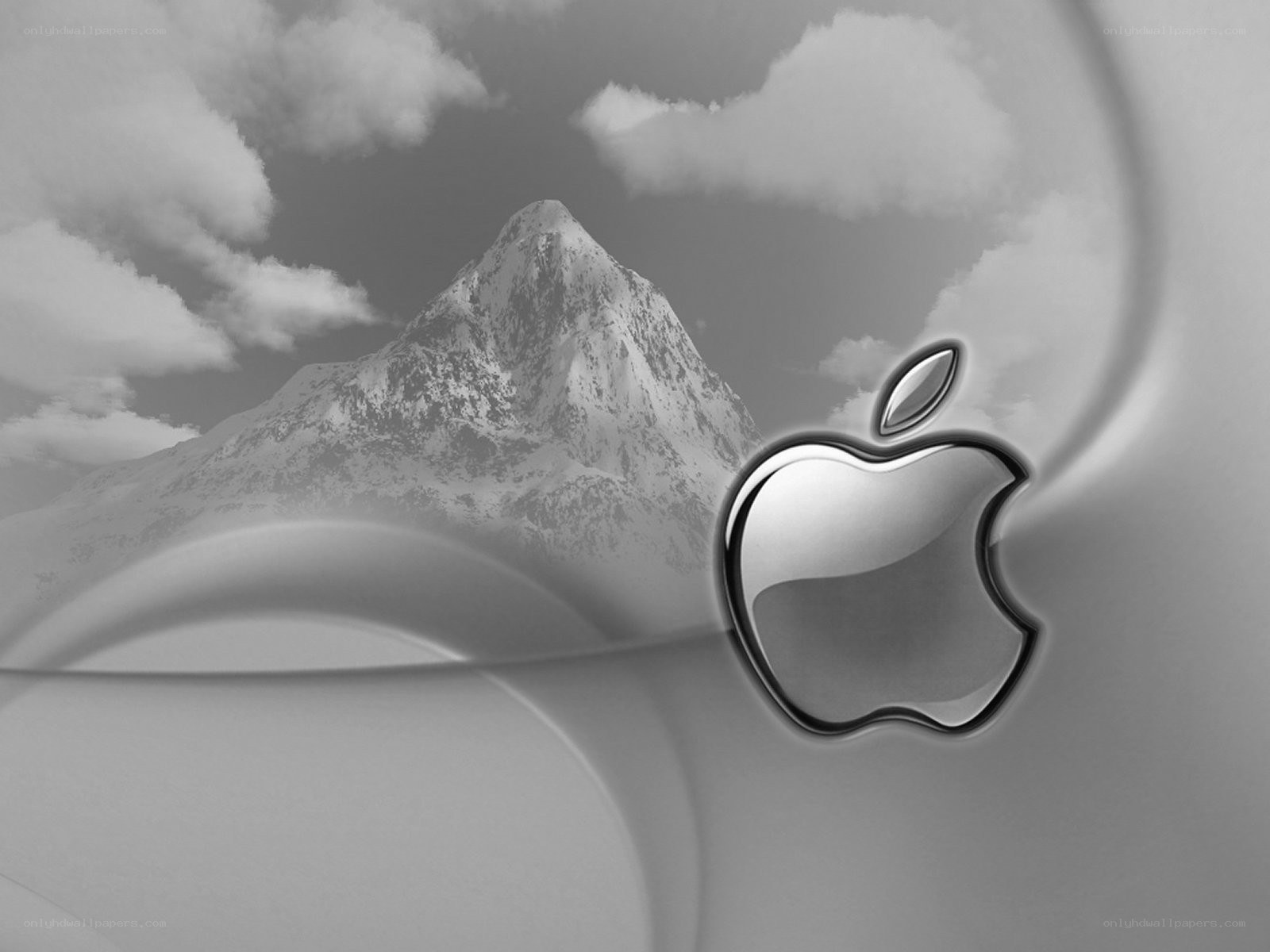 Apple logo with mountain background