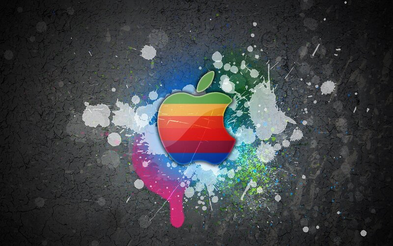 Apple logo with paint splatter