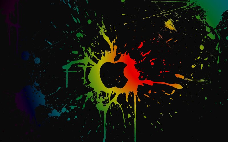 Apple Logo with Paint Splatter — Black