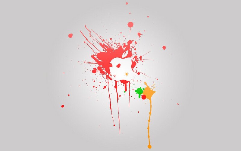 Apple Logo with Paint Splatter — Red